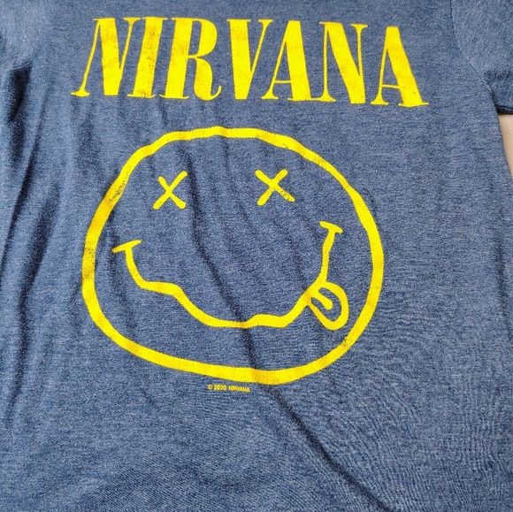 Nirvana Band Shirt Size Small Blue Big Logo Short Sleeve Crewneck Licensed Tee - Picture 4 of 10